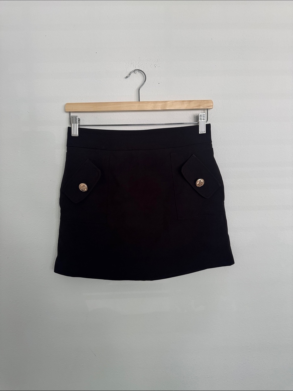 Walter Baker Black Mini Skirt with Flap Pockets
